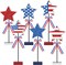 4th of July Tabletop Decorations, 6 Pcs Patriotic Wooden Star Tiered Tray & Table Decor – Red White & Blue Memorial Day, Veterans Day, Independence Day Centerpieces for Home & Office